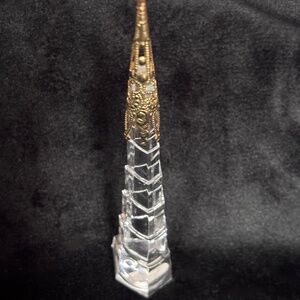 🎄SALE Elegant clear icicle ornament with intricate gold tip hanger
